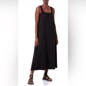 Only square neck maxi smock dress in black